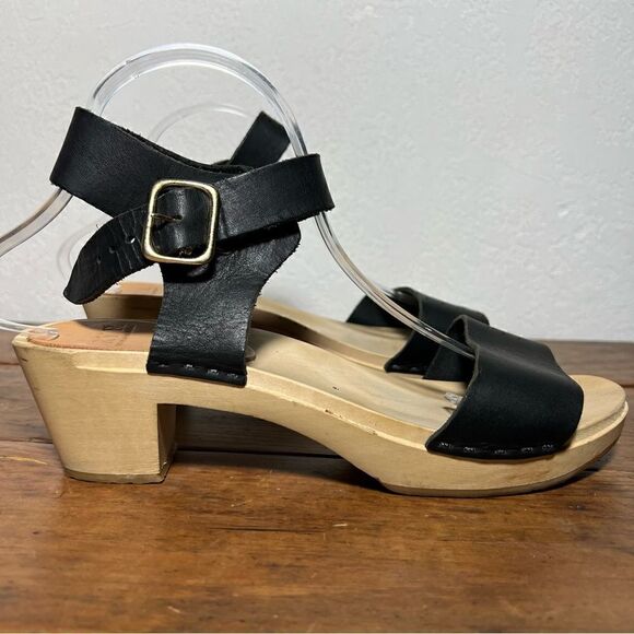 BRYR Rachel Sandal Toe High Heel Black Leather Clogs in Coal 40EU/10US - Picture 5 of 13